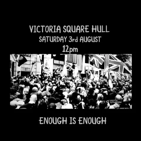 Poster advertising the protest in Hull