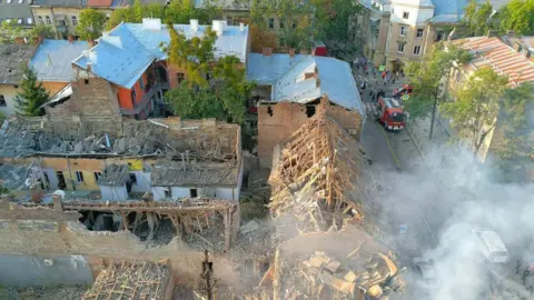 President Volodymyr Zelensky/X Dozens of buildings were damaged in the heart of Lviv