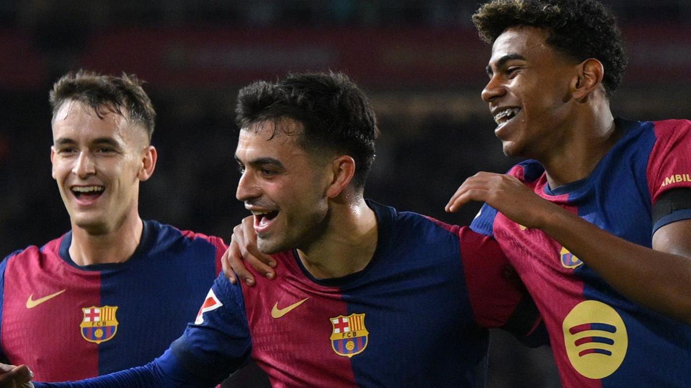 Barcelona players celebrate